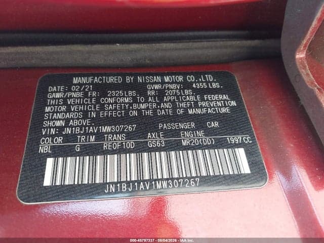 2021 NISSAN ROGUE SPORT S FWD XTRONIC CVT 9
