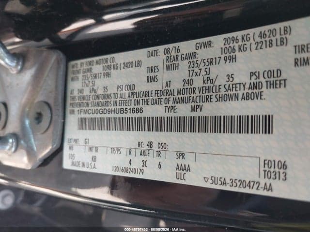 2017 FORD ESCAPE SE 9