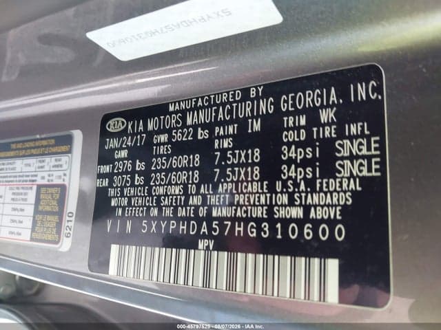 2017 KIA SORENTO 3.3L EX 9