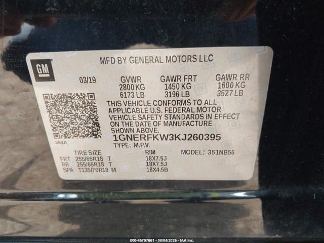 2019 CHEVROLET TRAVERSE LS 9