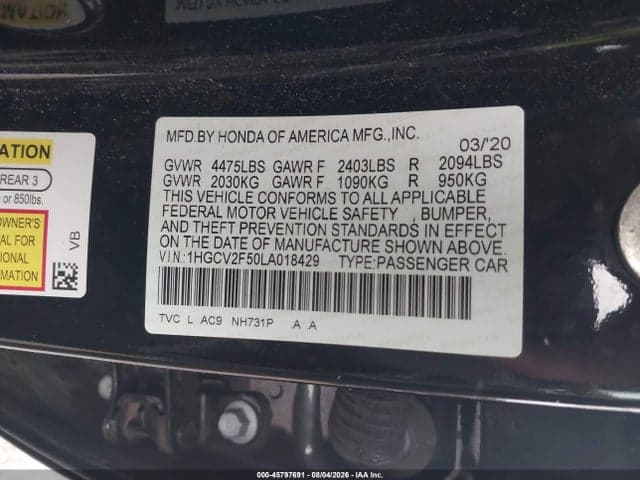 2020 HONDA ACCORD EX-L 2.0T 9