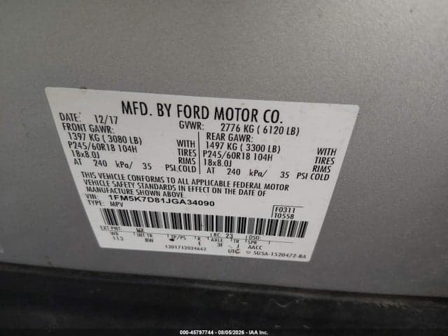 2018 FORD EXPLORER XLT 9