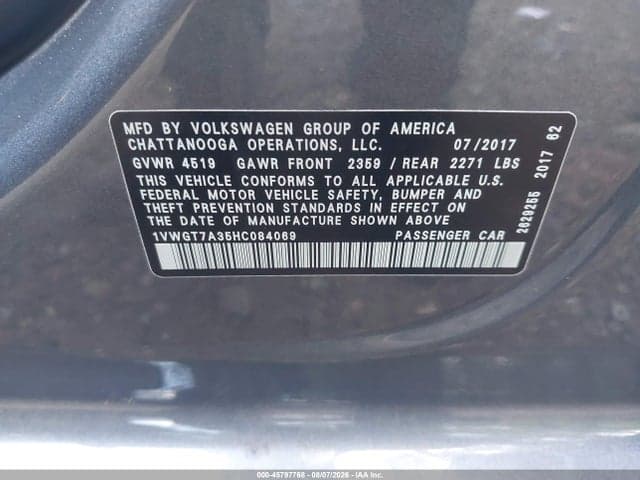 2017 VOLKSWAGEN PASSAT 1.8T SE 9