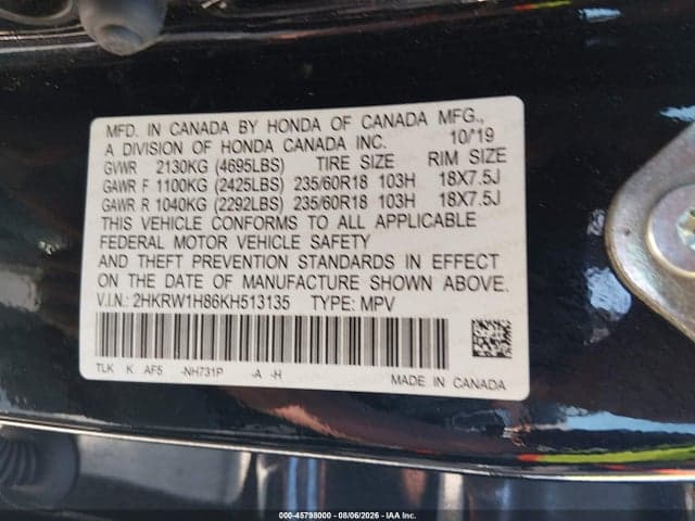 2019 HONDA CR-V EX-L 9