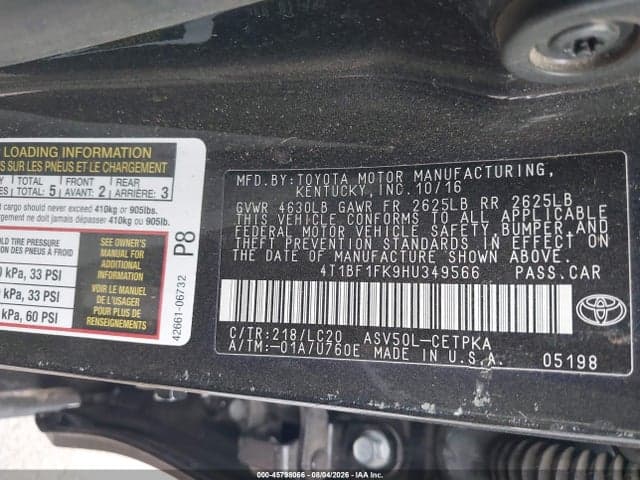 2017 TOYOTA CAMRY XSE 9