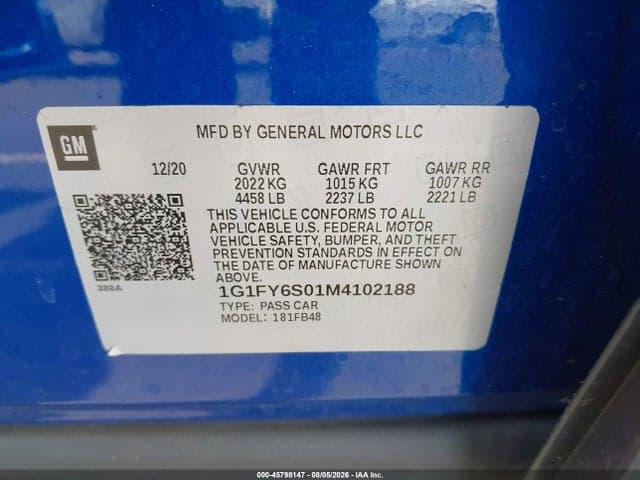 2021 CHEVROLET BOLT EV FWD LT 9