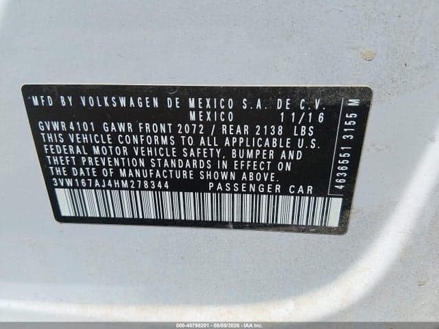 2017 VOLKSWAGEN JETTA 1.4T S 9