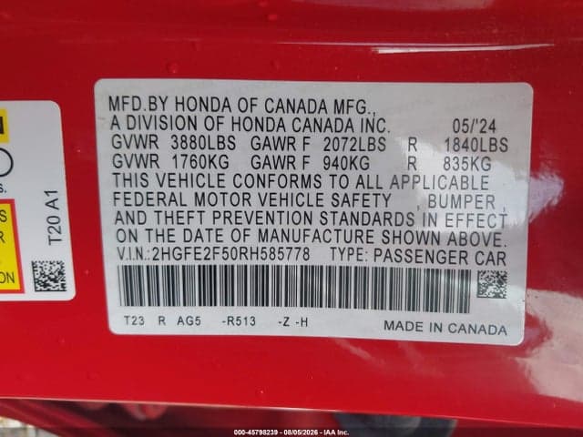 2024 HONDA CIVIC SPORT 9