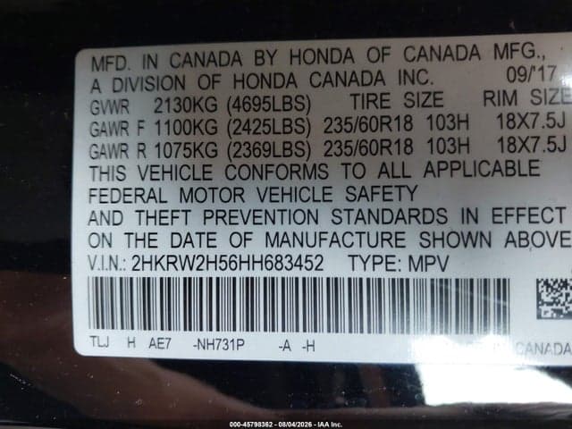 2017 HONDA CR-V EX 9