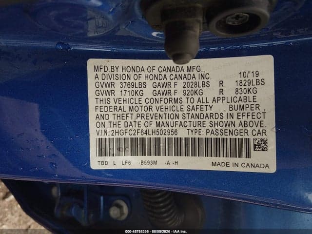 2020 HONDA CIVIC LX 9