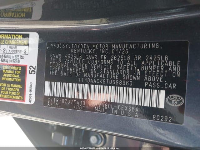 2026 TOYOTA CAMRY SE 9