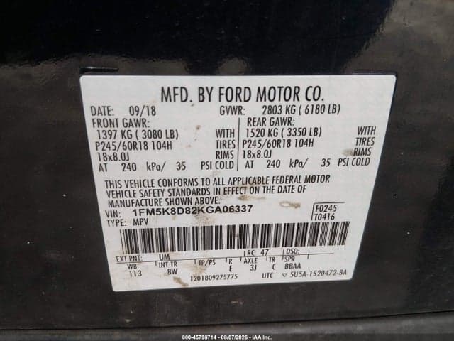 2019 FORD EXPLORER XLT 9
