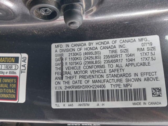 2019 HONDA CR-V LX 4