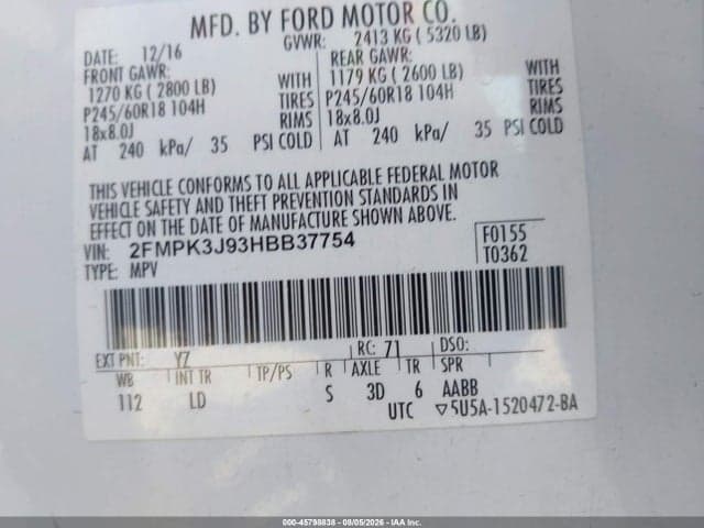 2017 FORD EDGE SEL 4