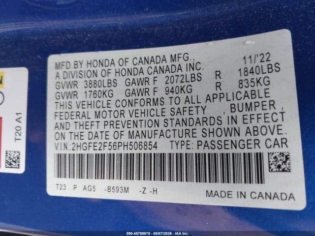 2023 HONDA CIVIC SPORT 9