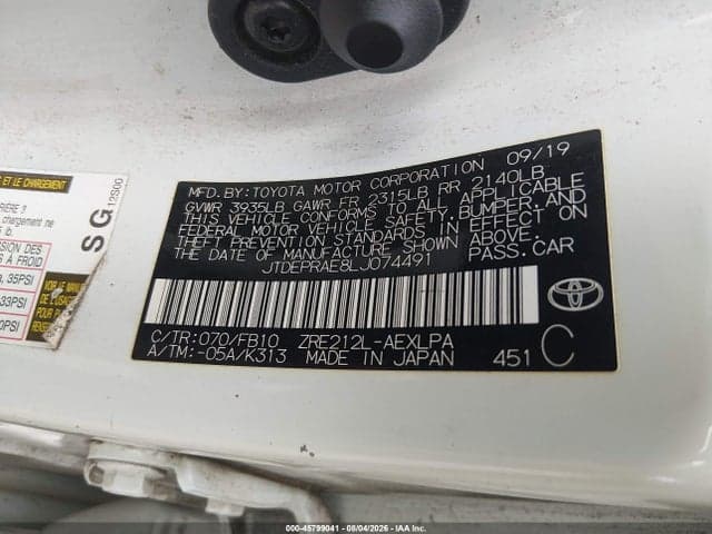 2020 TOYOTA COROLLA LE 9
