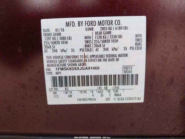 2018 FORD EXPLORER XLT 9