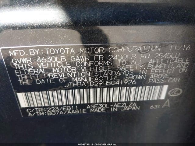 2017 LEXUS IS 200T 9
