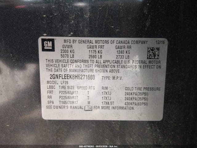 2017 CHEVROLET EQUINOX LS 9