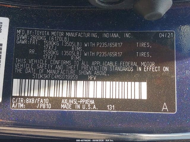 2021 TOYOTA SIENNA LE 9