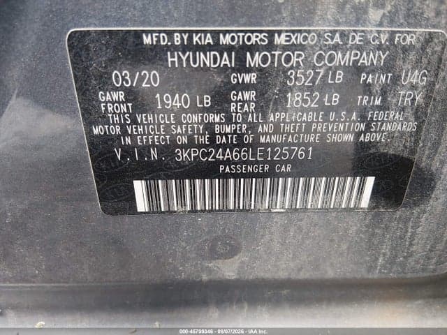 2020 HYUNDAI ACCENT SE 9