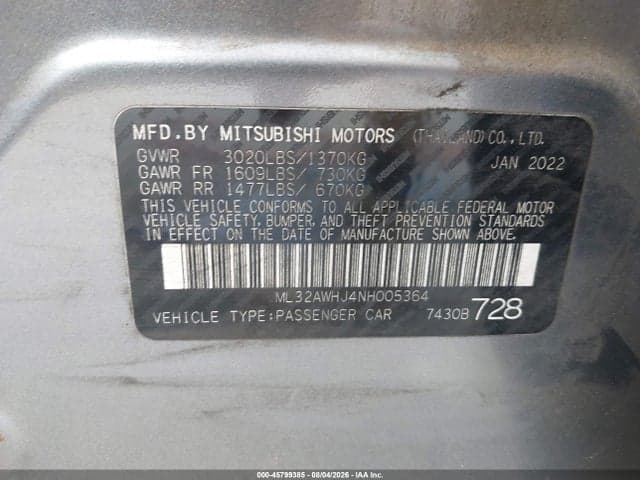 2022 MITSUBISHI MIRAGE SE 9