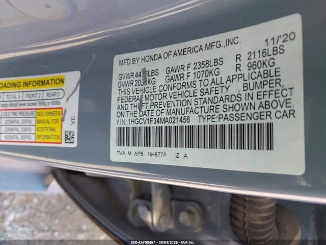 2021 HONDA ACCORD SPORT 9