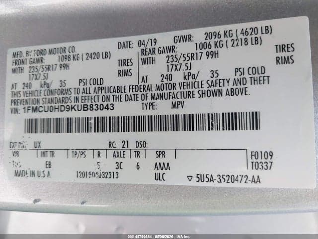 2019 FORD ESCAPE SEL 9