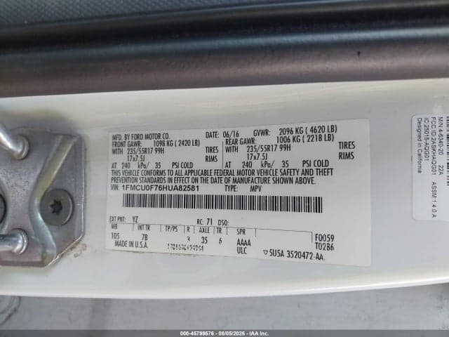 2017 FORD ESCAPE S 9