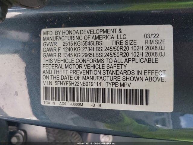 2022 HONDA PILOT 2WD SPECIAL EDITION 9