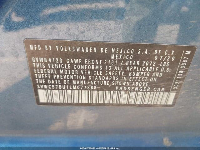 2020 VOLKSWAGEN JETTA 1.4T R-LINE/1.4T S/1.4T SE 9