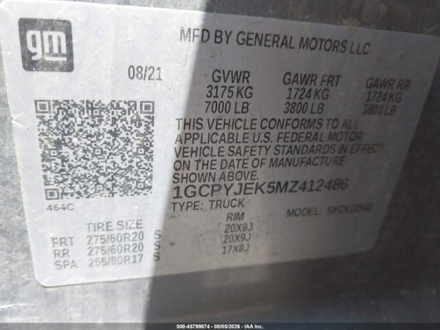 2021 CHEVROLET SILVERADO 1500 4WD SHORT BED LT WITH 2FL 9