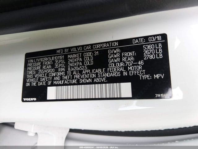 2018 VOLVO XC60 T5 MOMENTUM 9