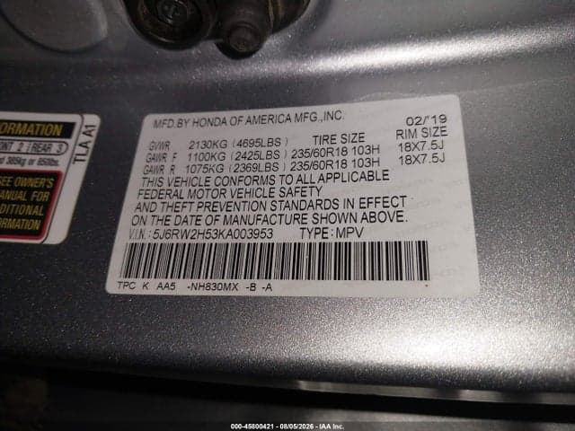 2019 HONDA CR-V EX 9