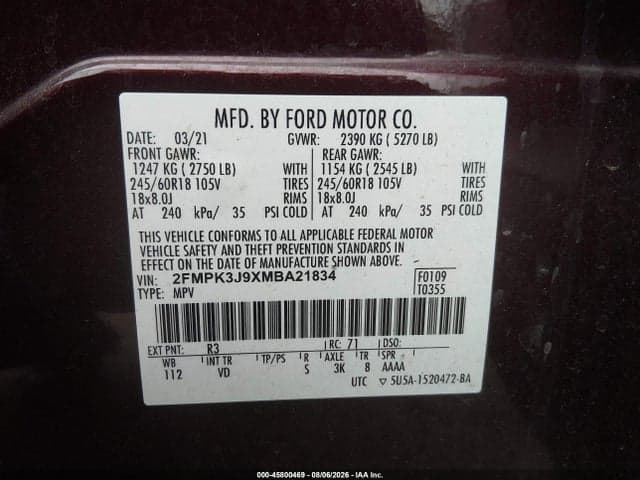 2021 FORD EDGE SEL 9