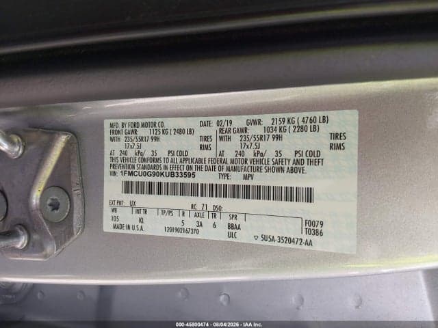 2019 FORD ESCAPE SE 9
