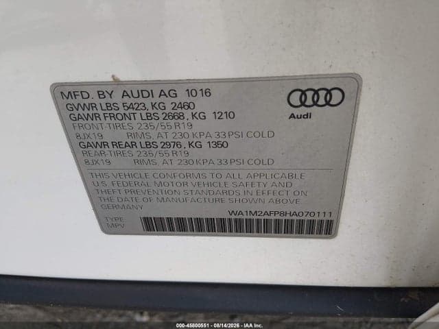 2017 AUDI Q5 2.0T PREMIUM 9