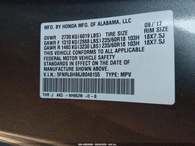 2018 HONDA ODYSSEY TOURING 9