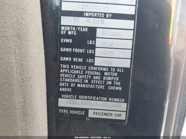 1982 MERCEDES-BENZ 380-CLASS 9