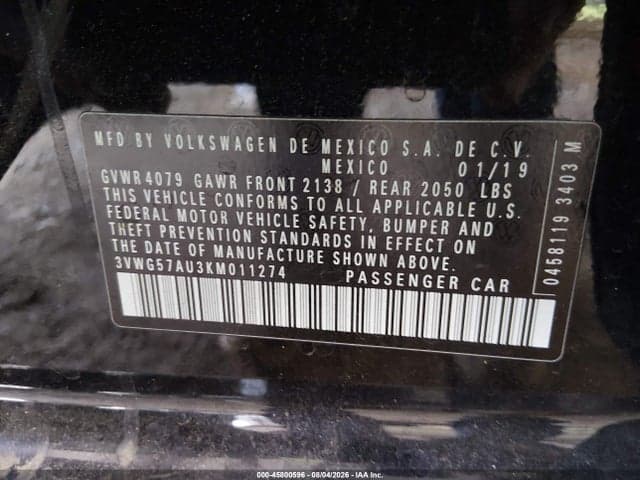 2019 VOLKSWAGEN GOLF 1.4T S/1.4T SE 9