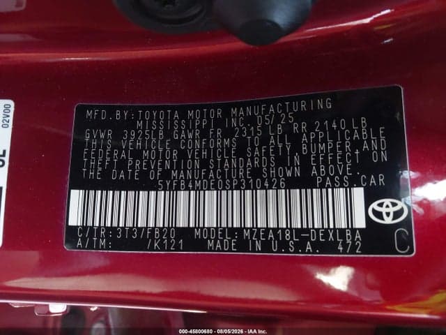 2025 TOYOTA COROLLA LE 9