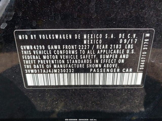 2018 VOLKSWAGEN JETTA 1.8T SE SPORT 9