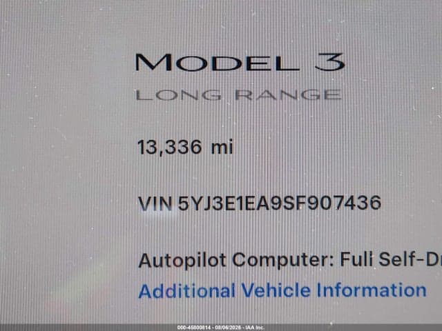 2025 TESLA MODEL 3 LONG RANGE REAR-WHEEL DRIVE/STANDARD REAR-WHEEL DRIVE 15