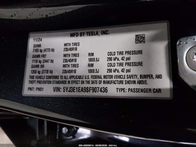 2025 TESLA MODEL 3 LONG RANGE REAR-WHEEL DRIVE/STANDARD REAR-WHEEL DRIVE 9