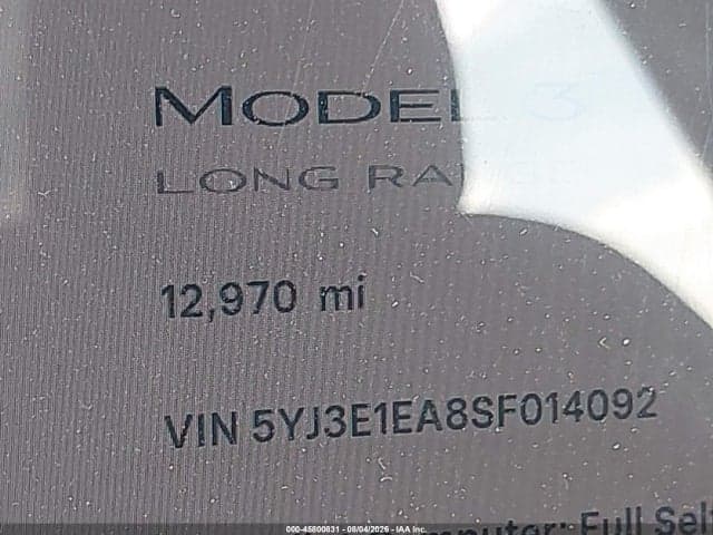 2025 TESLA MODEL 3 LONG RANGE REAR-WHEEL DRIVE/STANDARD REAR-WHEEL DRIVE 14