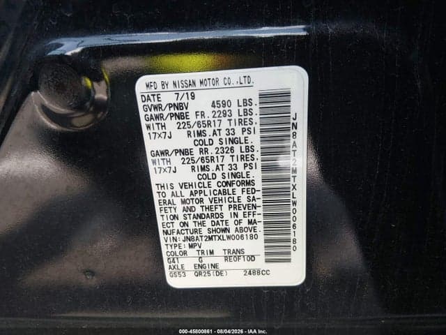 2020 NISSAN ROGUE S FWD 9