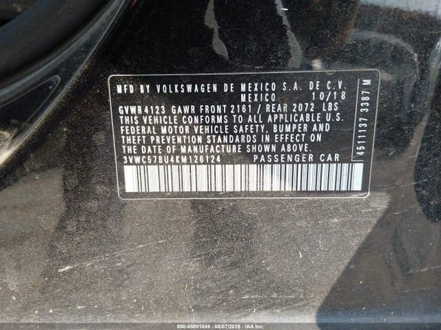 2019 VOLKSWAGEN JETTA 1.4T R-LINE/1.4T S/1.4T SE 9