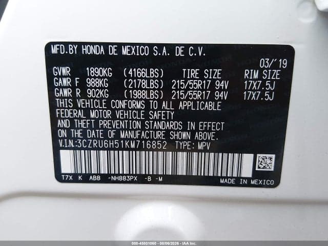 2019 HONDA HR-V EX 9