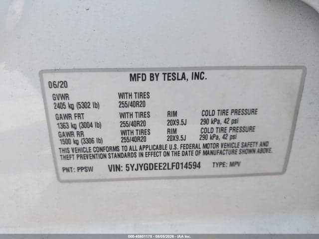 2020 TESLA MODEL Y LONG RANGE DUAL MOTOR ALL-WHEEL DRIVE 9