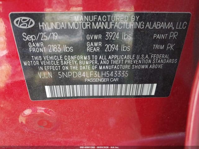 2020 HYUNDAI ELANTRA SEL 9